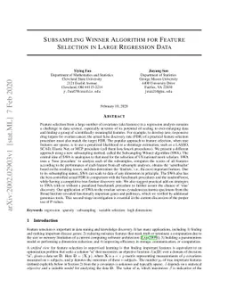 Subsampling Winner Algorithm for Feature Selection in Large Regression
  Data