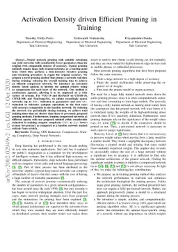 Activation Density driven Energy-Efficient Pruning in Training