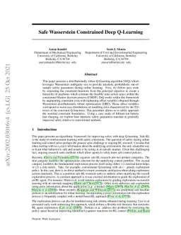 Safe Wasserstein Constrained Deep Q-Learning