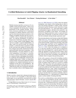 Certified Robustness to Label-Flipping Attacks via Randomized Smoothing