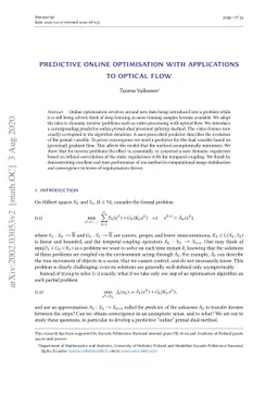 Predictive online optimisation with applications to optical flow