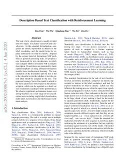 Description Based Text Classification with Reinforcement Learning