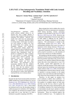 LAVA NAT: A Non-Autoregressive Translation Model with Look-Around
  Decoding and Vocabulary Attention