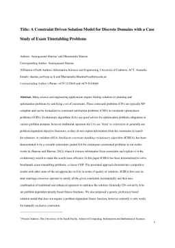 A Constraint Driven Solution Model for Discrete Domains with a Case
  Study of Exam Timetabling Problems