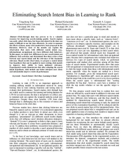 Eliminating Search Intent Bias in Learning to Rank