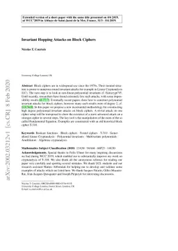 Invariant Hopping Attacks on Block Ciphers