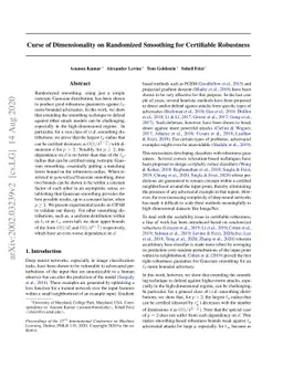 Curse of Dimensionality on Randomized Smoothing for Certifiable
  Robustness