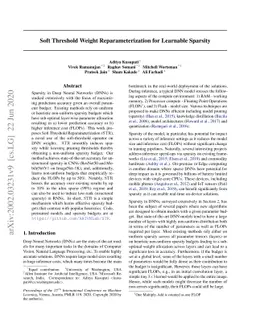Soft Threshold Weight Reparameterization for Learnable Sparsity
