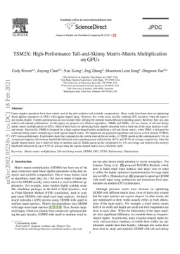 TSM2X: High-Performance Tall-and-Skinny Matrix-Matrix Multiplication on
  GPUs