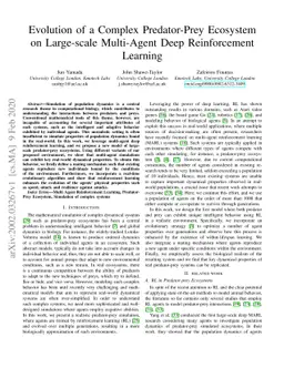 Evolution of a Complex Predator-Prey Ecosystem on Large-scale
  Multi-Agent Deep Reinforcement Learning