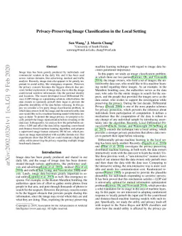Privacy-Preserving Image Classification in the Local Setting