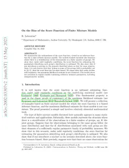 On the Bias of the Score Function of Finite Mixture Models