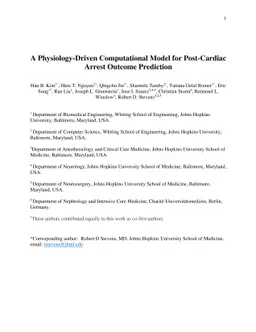 A Physiology-Driven Computational Model for Post-Cardiac Arrest Outcome
  Prediction