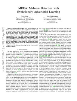 MDEA: Malware Detection with Evolutionary Adversarial Learning