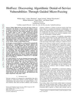 HotFuzz: Discovering Algorithmic Denial-of-Service Vulnerabilities
  Through Guided Micro-Fuzzing