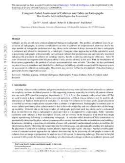 Computer-Aided Assessment of Catheters and Tubes on Radiographs: How
  Good is Artificial Intelligence for Assessment?