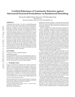 Certified Robustness of Community Detection against Adversarial
  Structural Perturbation via Randomized Smoothing
