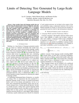 Limits of Detecting Text Generated by Large-Scale Language Models