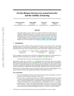 On the distance between two neural networks and the stability of
  learning