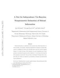 A Test for Independence Via Bayesian Nonparametric Estimation of Mutual
  Information