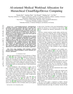 AI-oriented Medical Workload Allocation for Hierarchical
  Cloud/Edge/Device Computing