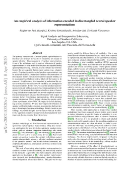 An empirical analysis of information encoded in disentangled neural
  speaker representations