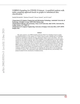 UGRWO-Sampling for COVID-19 dataset: A modified random walk
  under-sampling approach based on graphs to imbalanced data classification