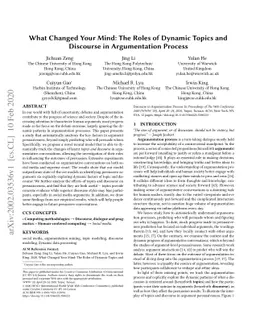 What Changed Your Mind: The Roles of Dynamic Topics and Discourse in
  Argumentation Process