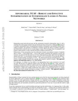 Adversarial TCAV -- Robust and Effective Interpretation of Intermediate
  Layers in Neural Networks