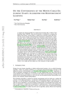 On the Convergence of the Monte Carlo Exploring Starts Algorithm for
  Reinforcement Learning