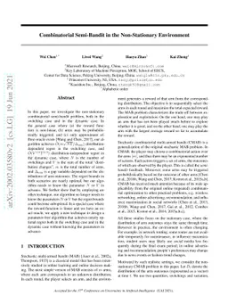 Combinatorial Semi-Bandit in the Non-Stationary Environment