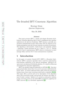 The Istanbul BFT Consensus Algorithm