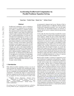 Accelerating Feedforward Computation via Parallel Nonlinear Equation
  Solving