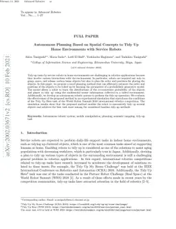 Autonomous Planning Based on Spatial Concepts to Tidy Up Home
  Environments with Service Robots