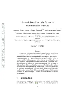 Network-based models for social recommender systems