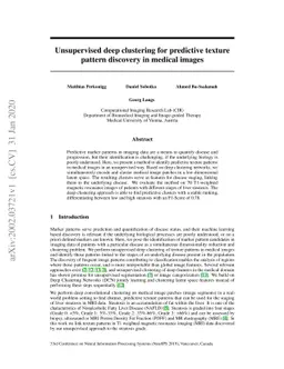Unsupervised deep clustering for predictive texture pattern discovery in
  medical images