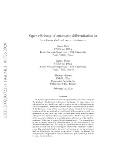 Super-efficiency of automatic differentiation for functions defined as a
  minimum