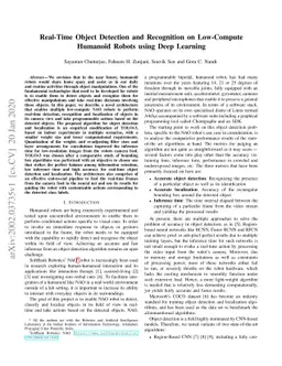 Real-Time Object Detection and Recognition on Low-Compute Humanoid
  Robots using Deep Learning