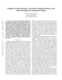 Weighted Average Precision: Adversarial Example Detection in the Visual
  Perception of Autonomous Vehicles