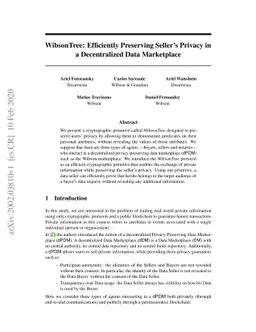 WibsonTree: Efficiently Preserving Seller's Privacy in a Decentralized
  Data Marketplace