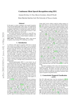 Continuous Silent Speech Recognition using EEG