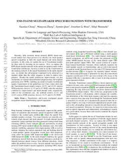End-to-End Multi-speaker Speech Recognition with Transformer