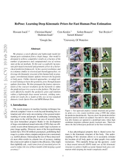 RePose: Learning Deep Kinematic Priors for Fast Human Pose Estimation