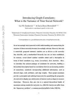 Introducing Graph Cumulants: What is the Variance of Your Social
  Network?