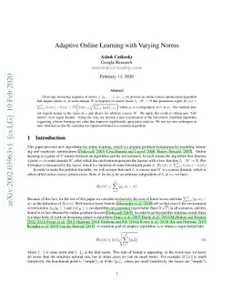 Adaptive Online Learning with Varying Norms