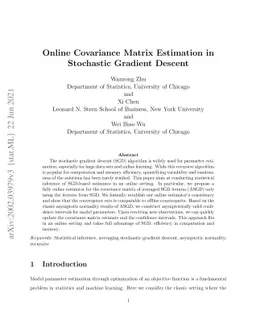 Online Covariance Matrix Estimation in Stochastic Gradient Descent