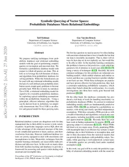 Symbolic Querying of Vector Spaces: Probabilistic Databases Meets
  Relational Embeddings