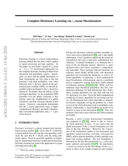 Complete Dictionary Learning via $\ell_p$-norm Maximization