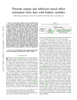Towards unique and unbiased causal effect estimation from data with
  hidden variables