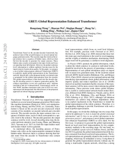GRET: Global Representation Enhanced Transformer